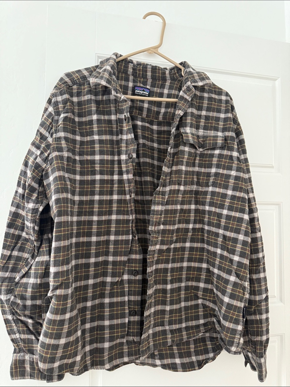 Patagonia Green & Beige Plaid Flannel Shirt Jacket